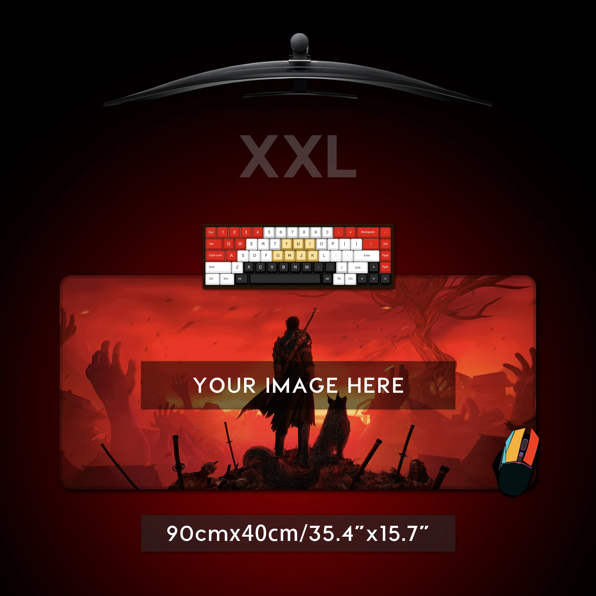 Xxl custom gaming mouse pad deskmat 35 4 x15 7 