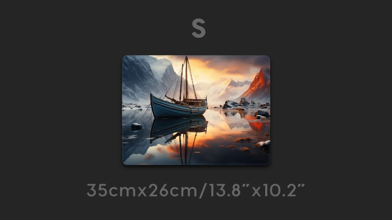 A boat in the mountains custom size mouse pads