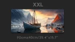 A boat in the mountains 900x400 mouse mat