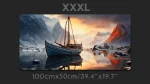 A boat in the mountains full desk mouse pads