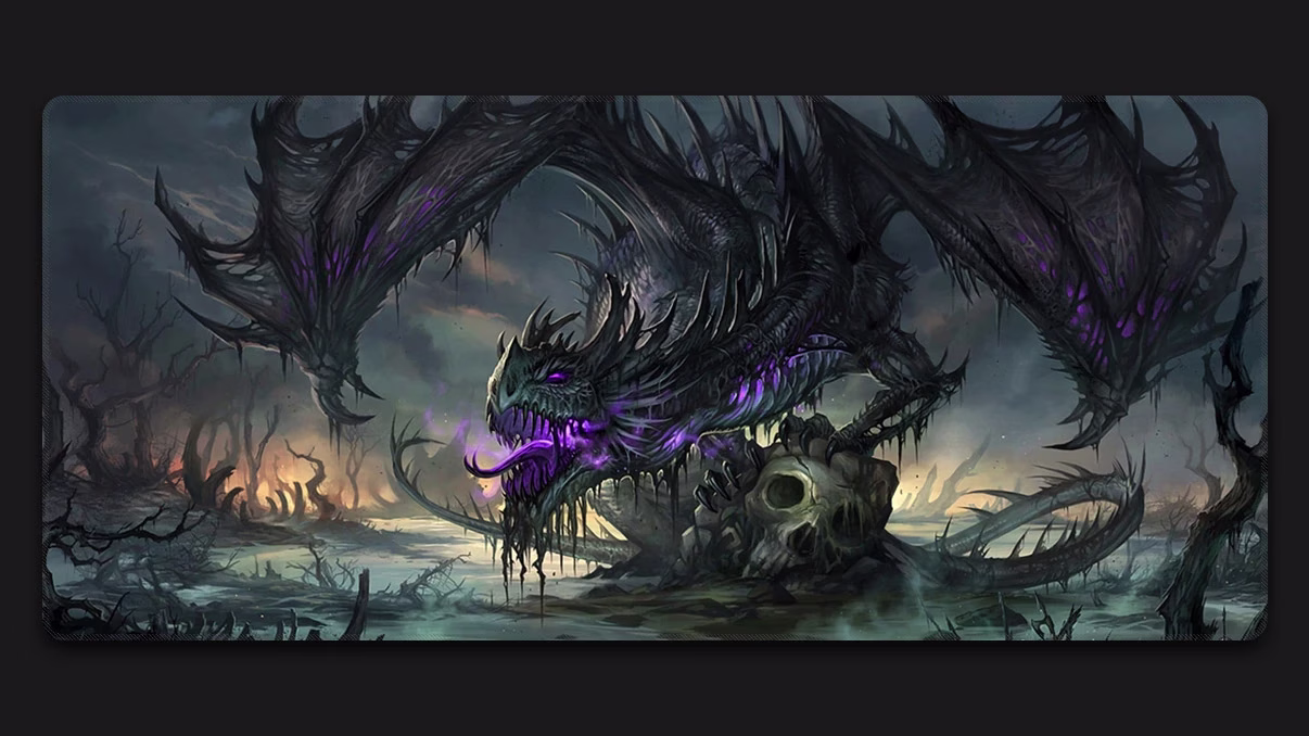 Black and purple dragon best gaming desk mat