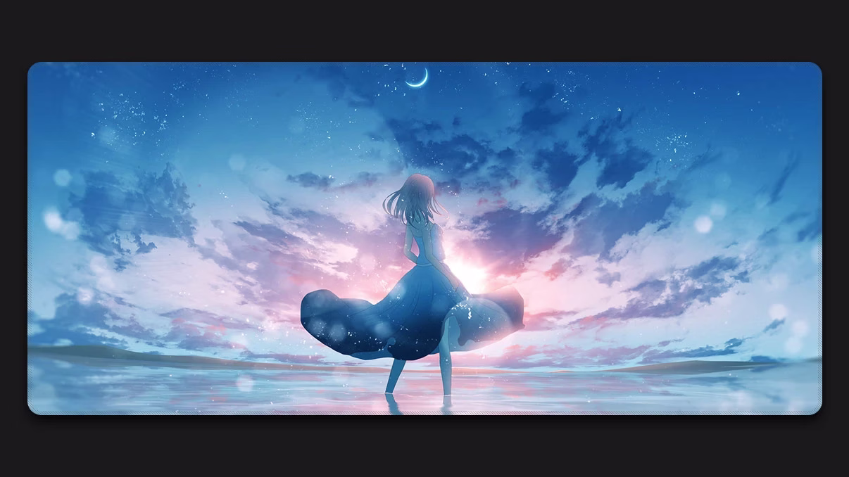 Crescent moon girl desk mat anime