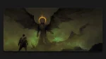 Dark monster with wings full desk mouse pad