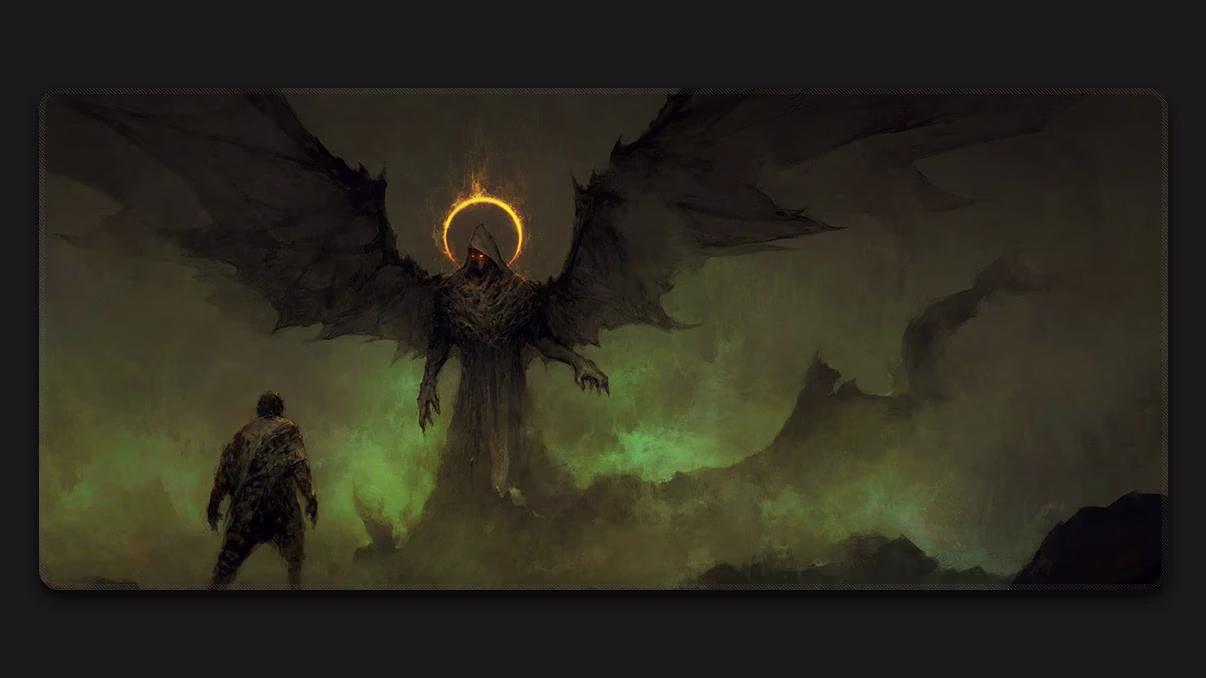 Dark monster with wings full desk mouse pad