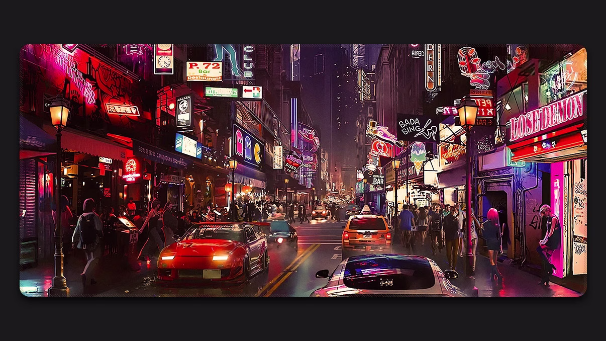 Futuristic city at night rgb gaming pad