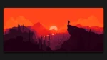 Person standing on mountain red and black mouse pad