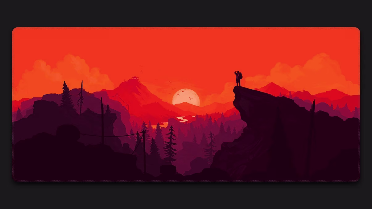Person standing on mountain red and black mouse pad