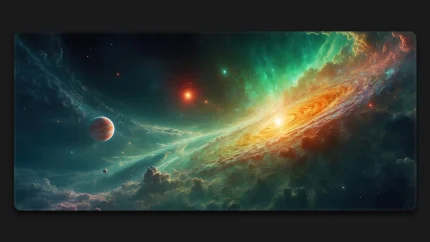 galaxy planet colorful xxl desk mat