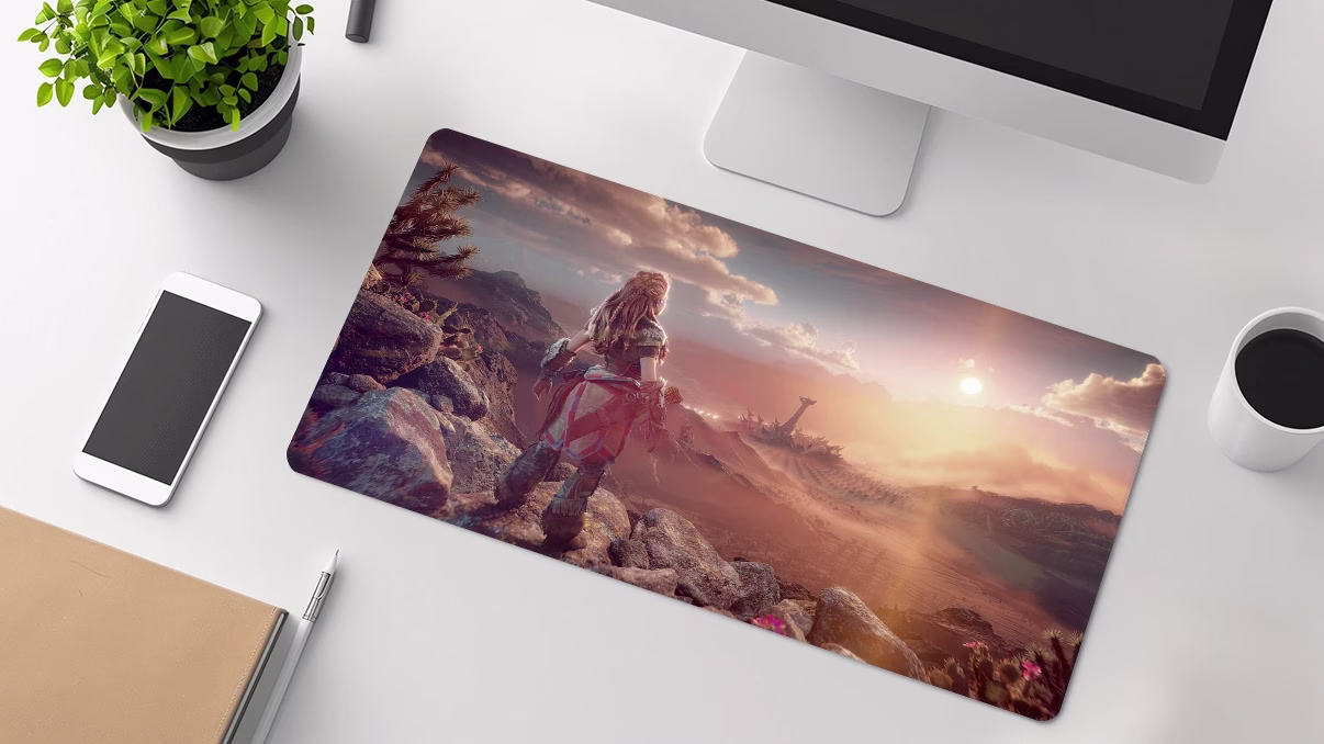 gaming desk with full mouse pad