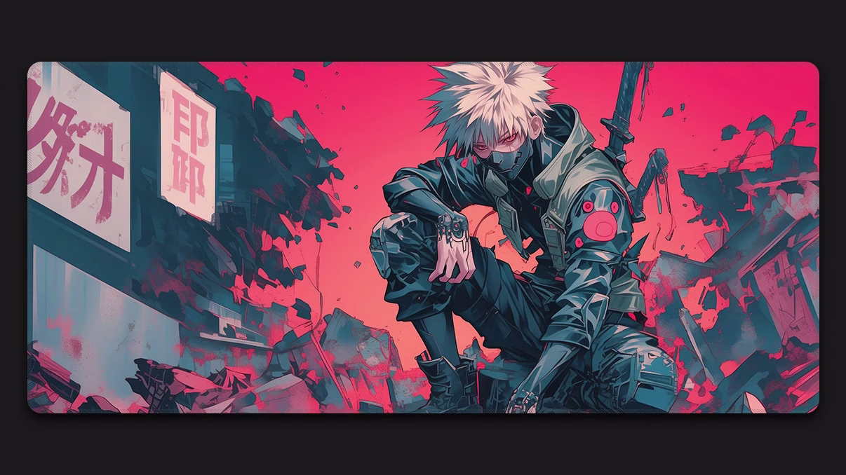 kakashi cyberpunk ninja desk mat xxl