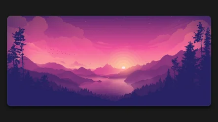 lakeside pink sky purple mousepad