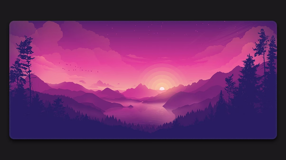 lakeside pink sky purple mousepad