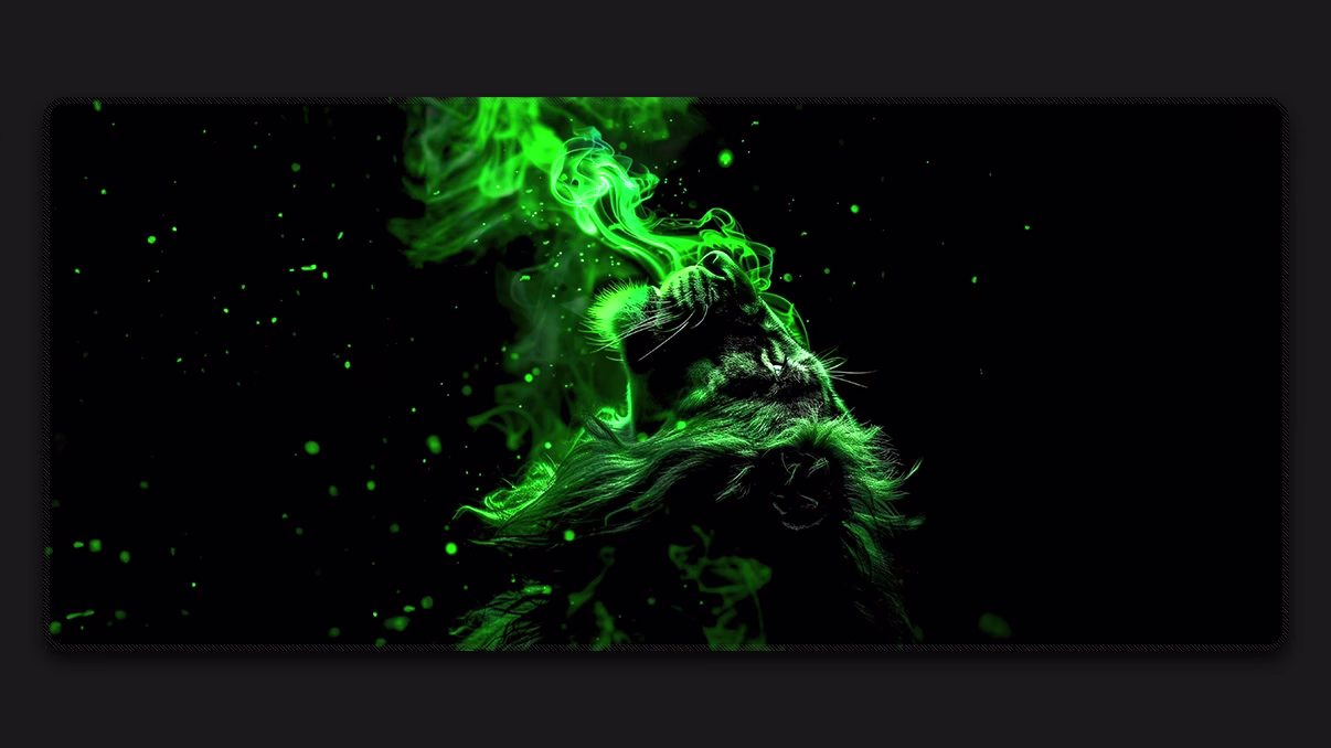 lion-green animal desk mat green