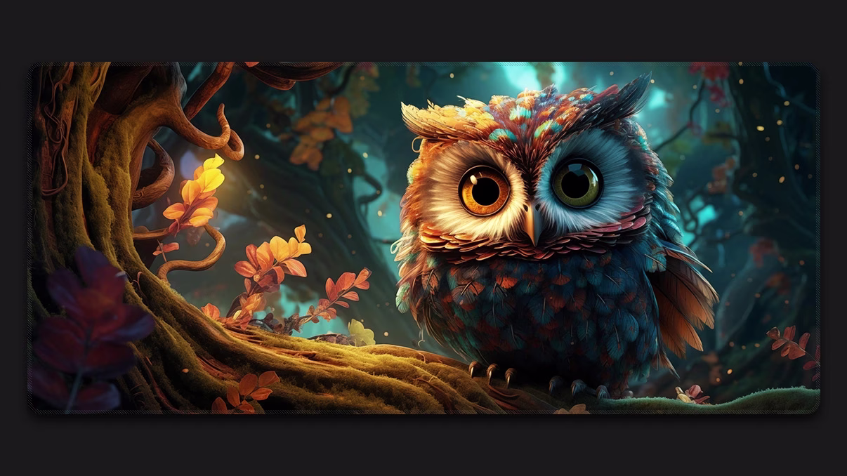 owl animal art xxxxl mousepad