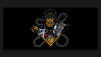 scorpion mortal kombat artwork black deskmats