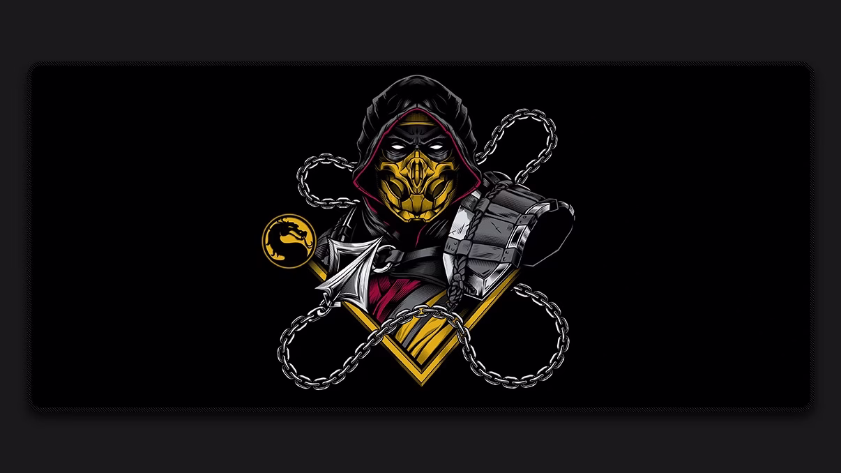scorpion mortal kombat artwork black deskmats