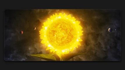 solar system sunflower deskmat
