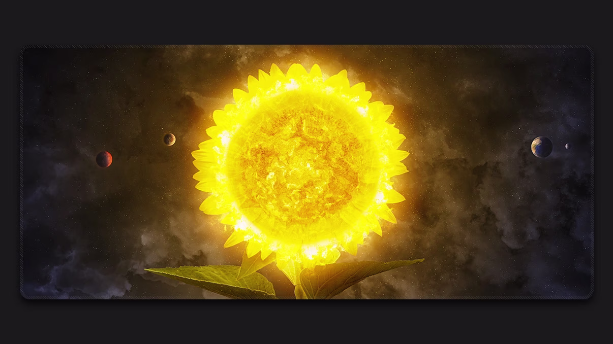 solar system sunflower deskmat