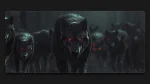 wolf pack red eyes large mousepad