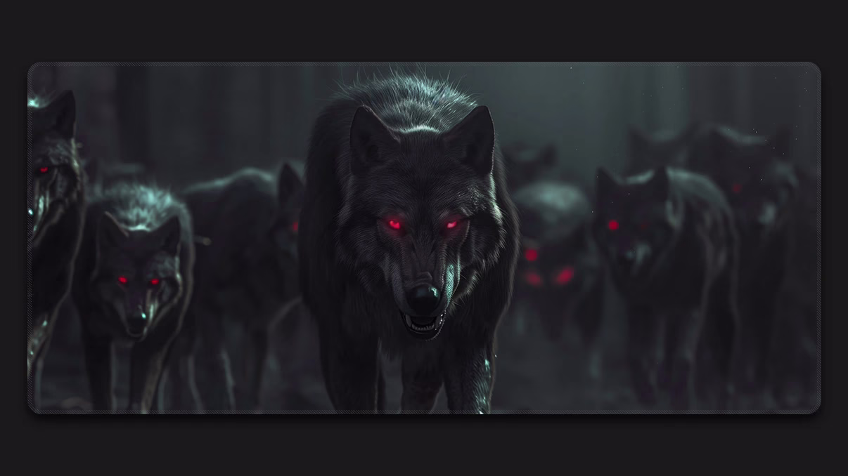 wolf pack red eyes large mousepad