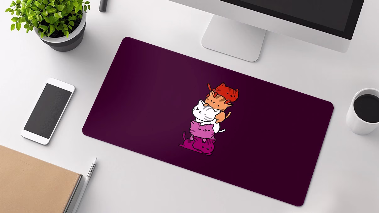 cat pile kawaii desk pad