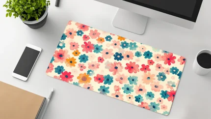cherry blossom desk mat on table