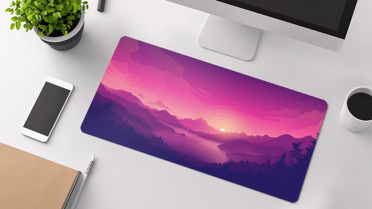 lakeside sky pink desk pad