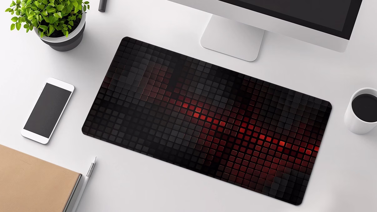 mosaic dark checkered desk mat