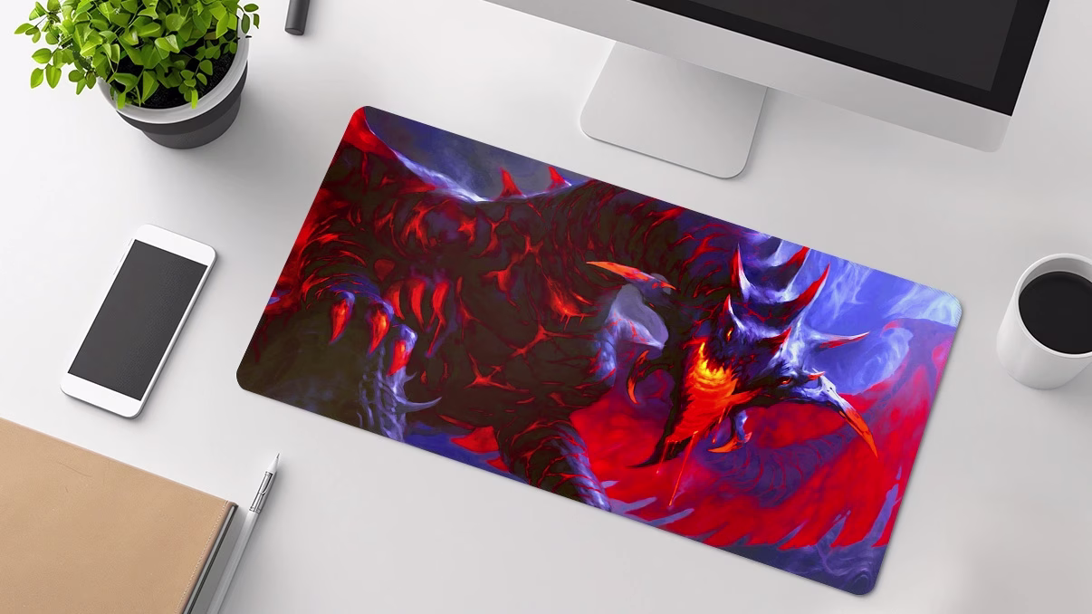 gaming desk with mouse pad