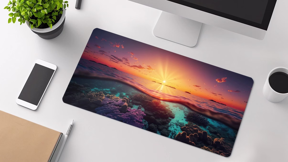 sunset waterproof desk pad