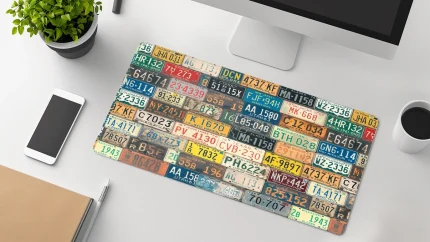 Number Plate large desk mat
