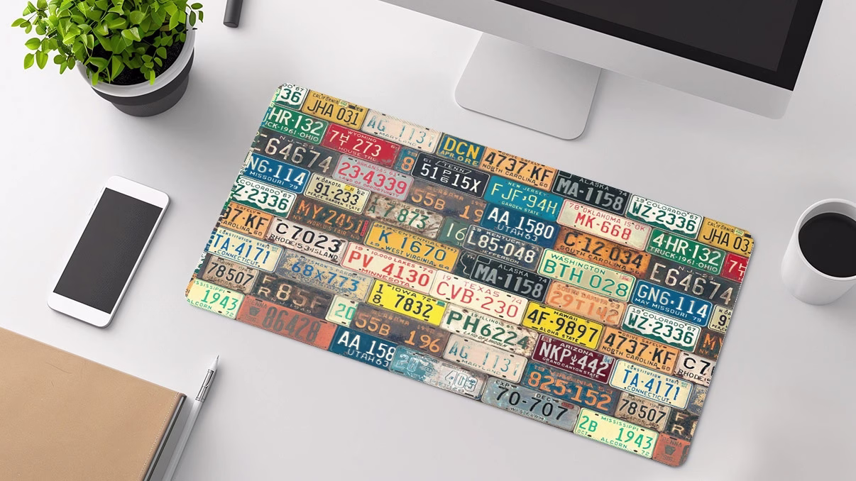 Number Plate large desk mat