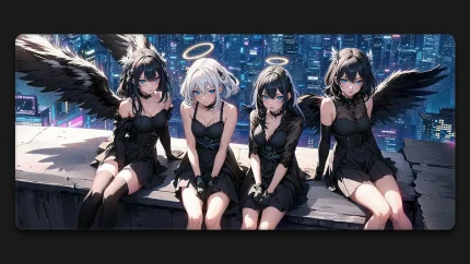 angel wings anime girl mouse pad