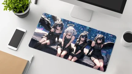 angel wings anime girl mouse pad