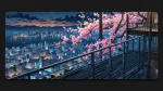 japanese city desk mat