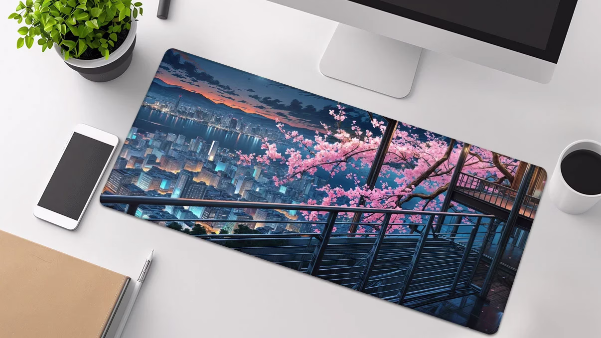 japanese city desk mat