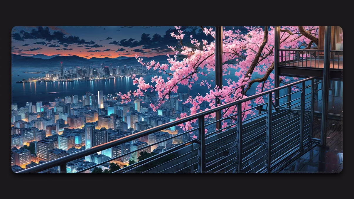 japanese city desk mat