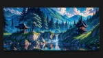 japanese garden desk mat