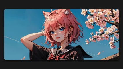neko anime girl desk mat