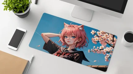 neko anime girl desk mat