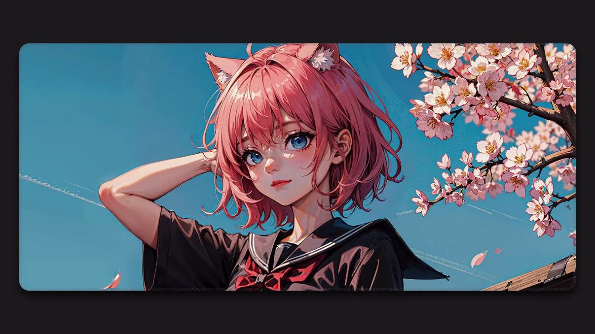 neko anime girl desk mat