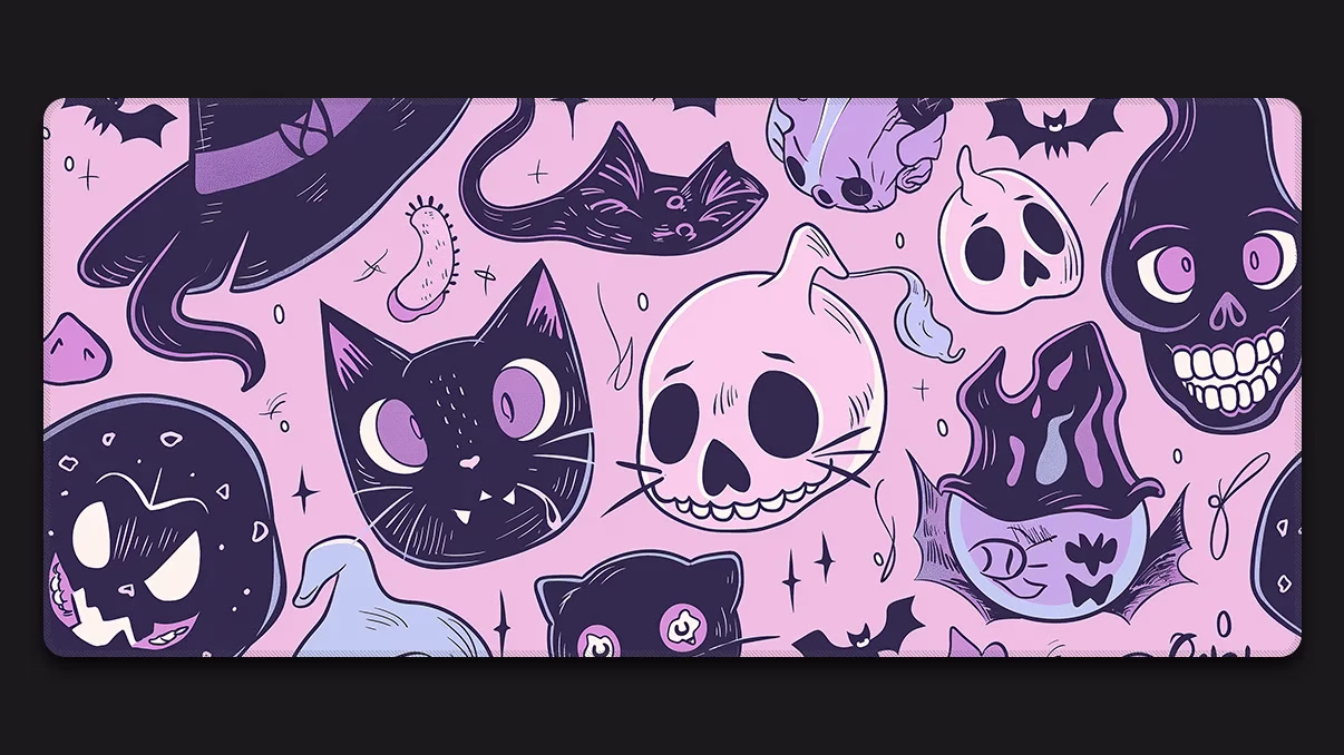playful kawaii spooky mouse pad