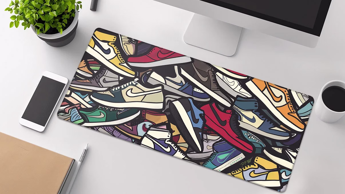 sneaker collage gaming desk mat