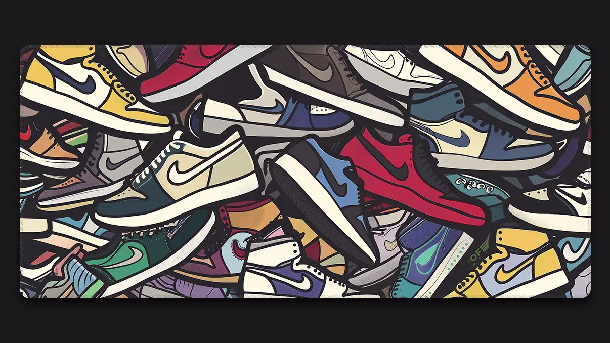 sneaker collage gaming desk mat