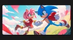 sonicc and amy valentines desk mat