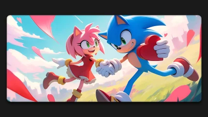 sonicc and amy valentines desk mat
