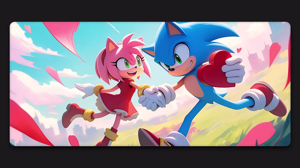 sonicc and amy valentines desk mat