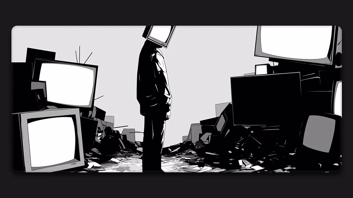 television addiction surrounded gaming desk mat