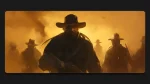 wild west gunslingers dusty gaming desk mat