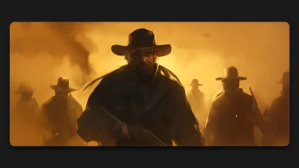 wild west gunslingers dusty gaming desk mat